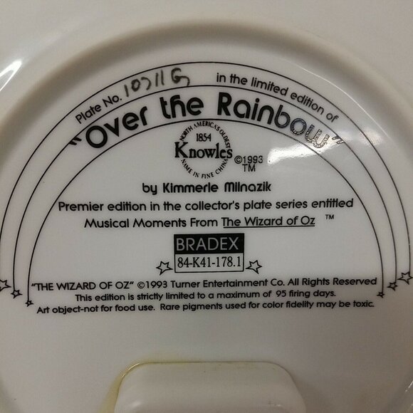 Wizard of Oz Over the Rainbow Musical Collector's Plate 7.5" Knowles - Picture 4 of 4